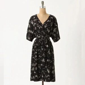 Anthropologie Moulinette Soeurs Rare Many Folds Black Dress Size 4